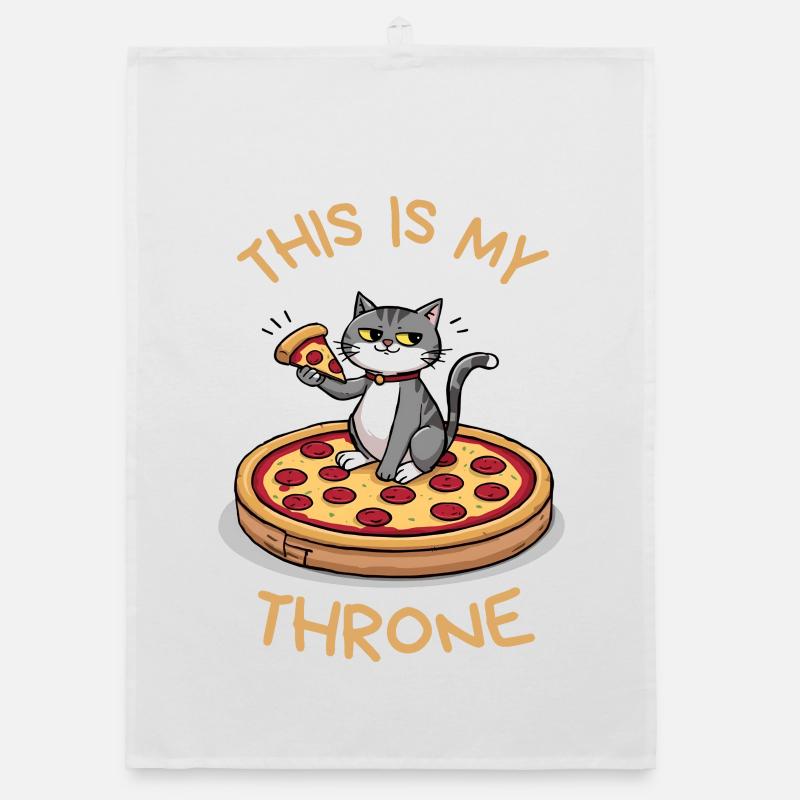 Funny Pizza Cat - C’est mon trône Torchon bio