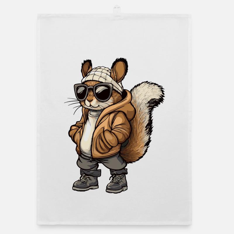 Eichhörnchen Cool Winter Organic Geschirrtuch