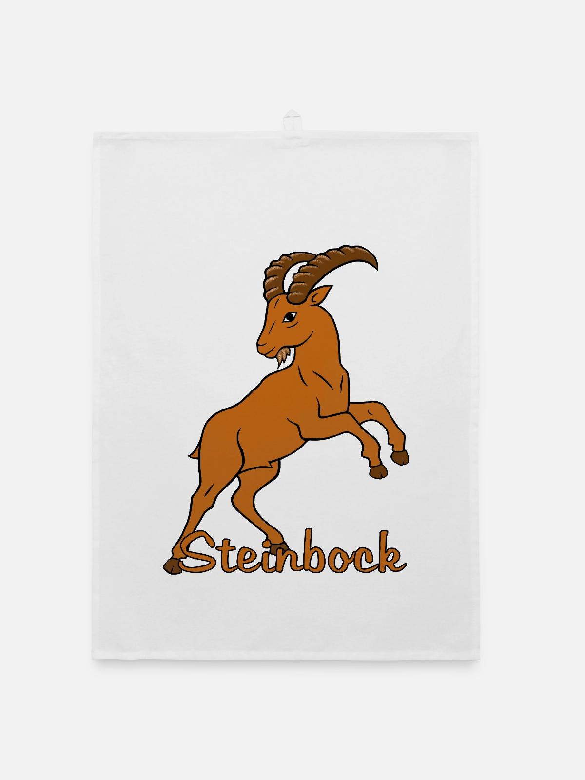 Sternzeichen Steinbock mit Schriftzug - Organic Geschirrtuch - Weiß - Vorne