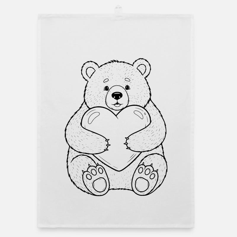 Teddy bear with heart – cuddly love Organic dish towel