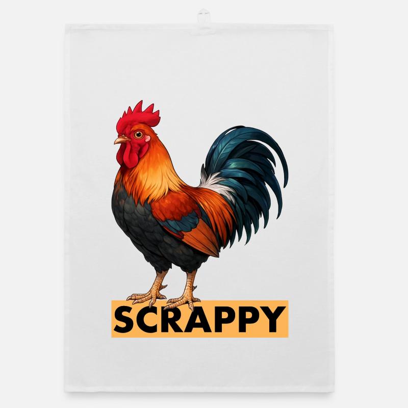 Communauté de jeu drôle de Scrappy Rooster Speranza - Torchon bio - blanc