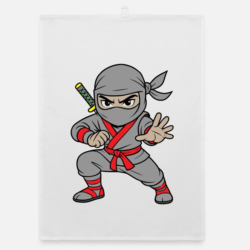 Grauer Ninja Schattenkrieger Organic Geschirrtuch