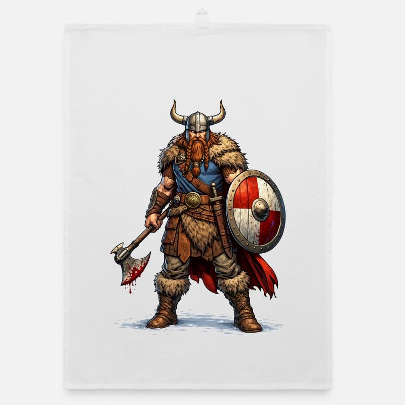 Viking Warrior with Shield Organic dish towel