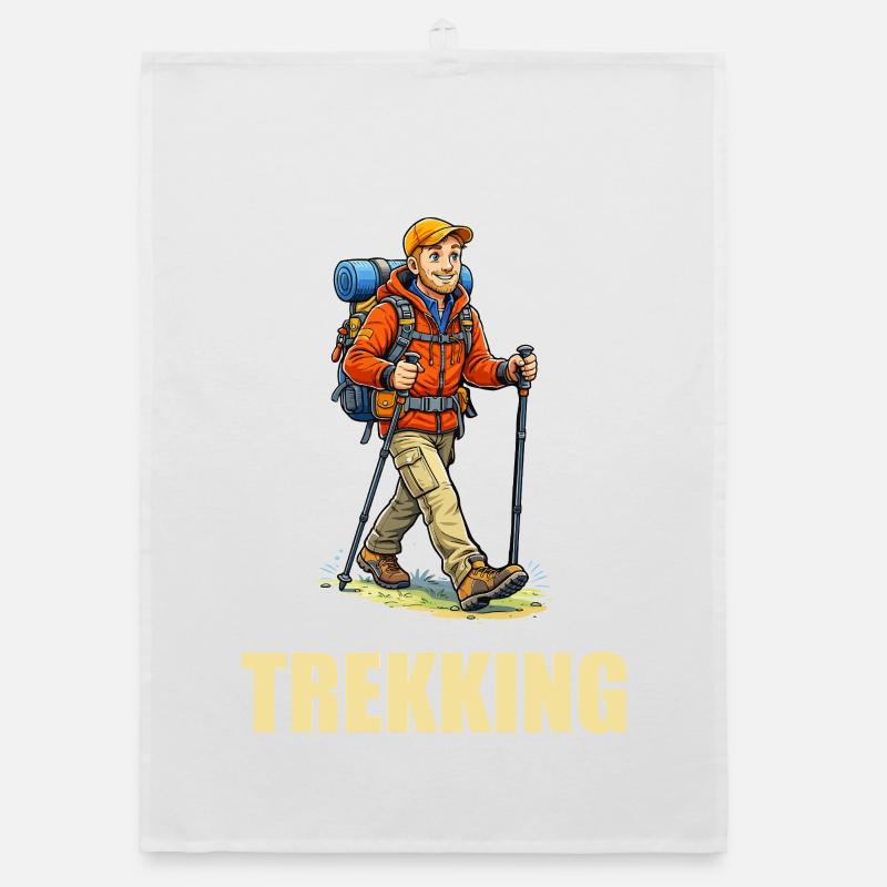 Illustration d’aventurier en randonnée Torchon bio