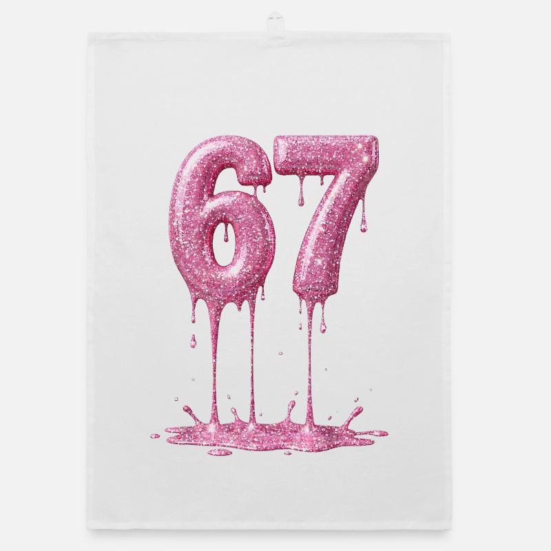 67 Pink Glitter Dripping Organic dish towel