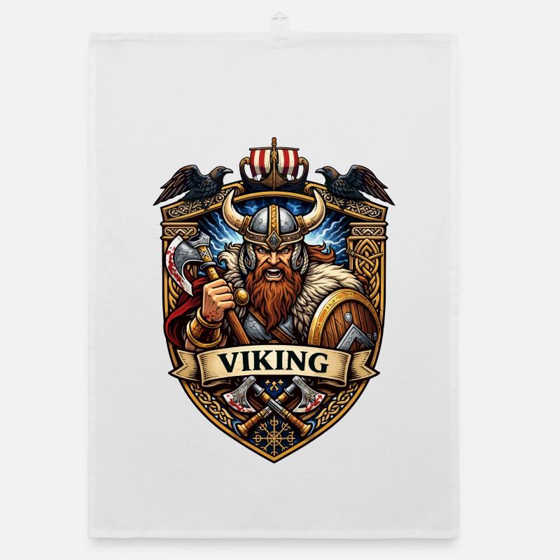 Viking Warrior Shield Emblem Organic dish towel