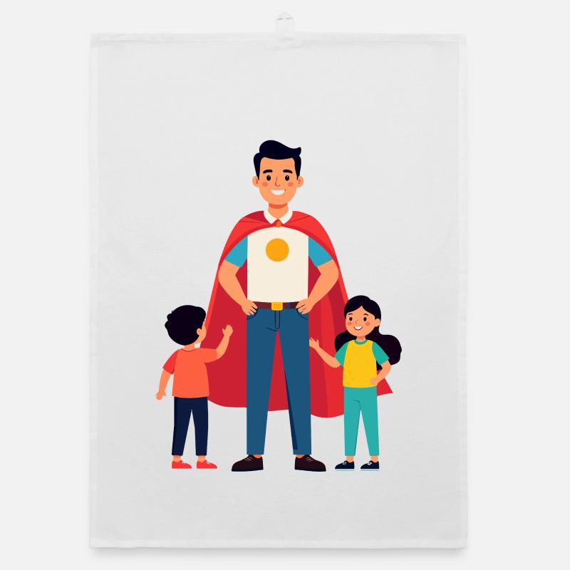 Erzieher Held oder Heldenvater mit Cape und Kinder Organic Geschirrtuch