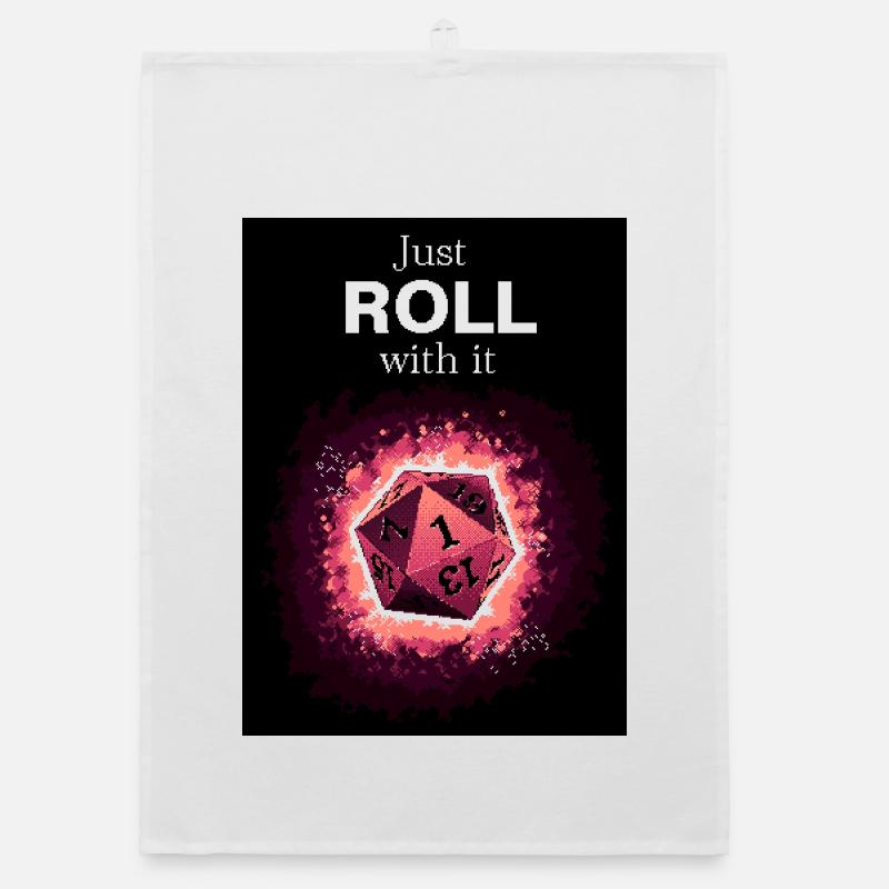 Just Roll With It Retro D20 Magenta Dice Organic Geschirrtuch