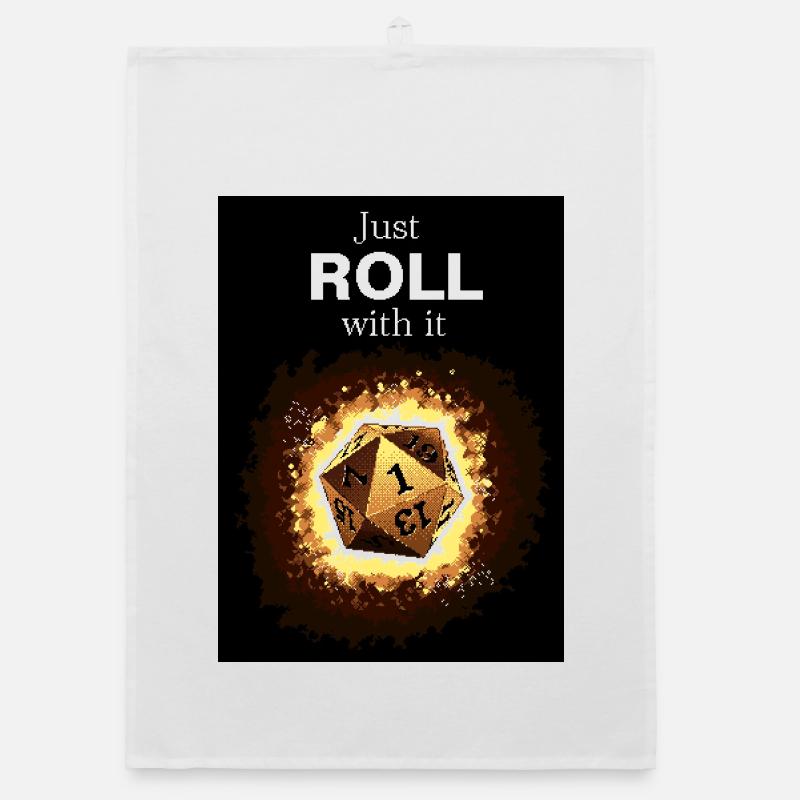 Just Roll With It Retro D20 Gold Dice Organic Geschirrtuch