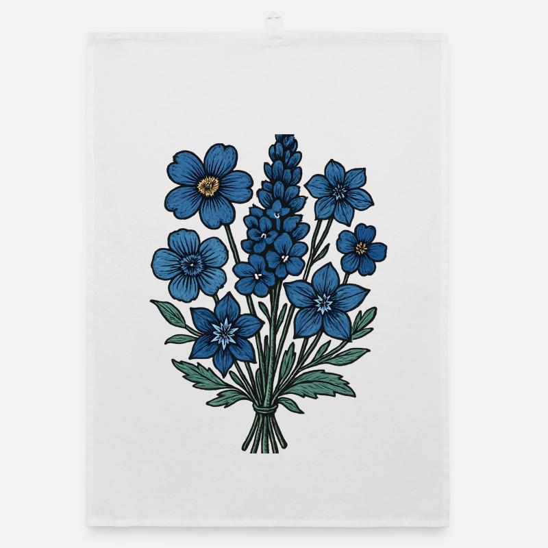 Bouquet de Fleurs Bleues Torchon bio