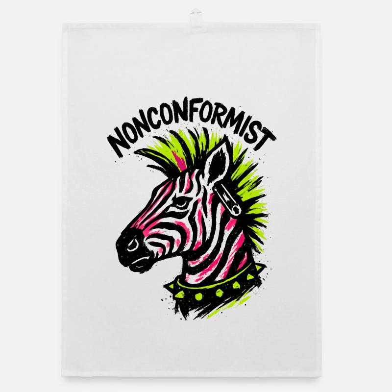 Zebra Punk Maverick Crest Neon Style Rocker Organic Geschirrtuch