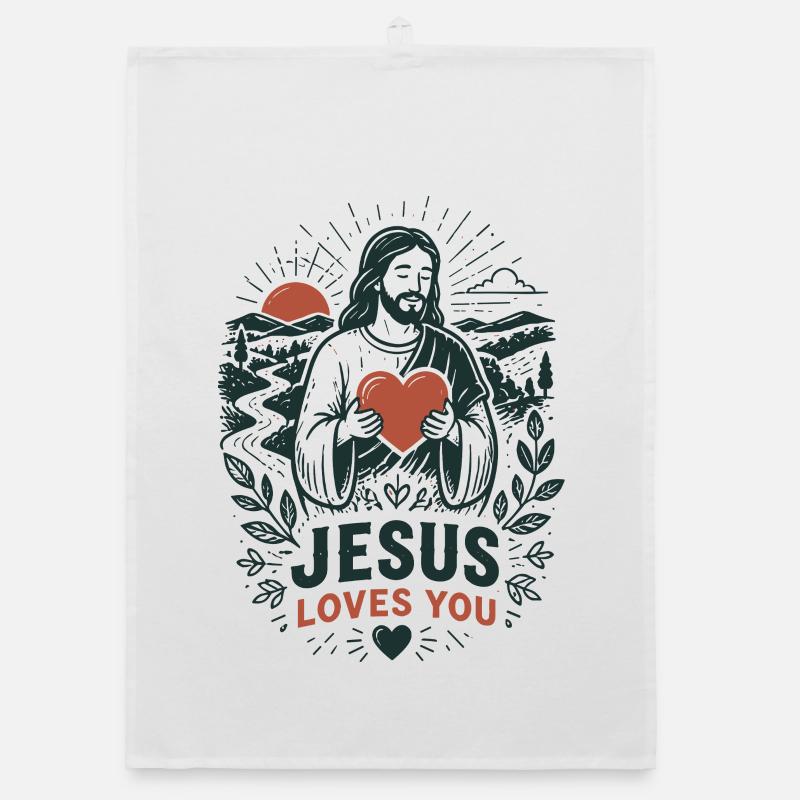 Jésus t’aime Art paisible Torchon bio