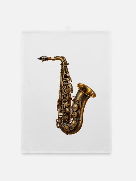 Maze Saxophon Jazz Musik Kunst - Organic Geschirrtuch - Weiß