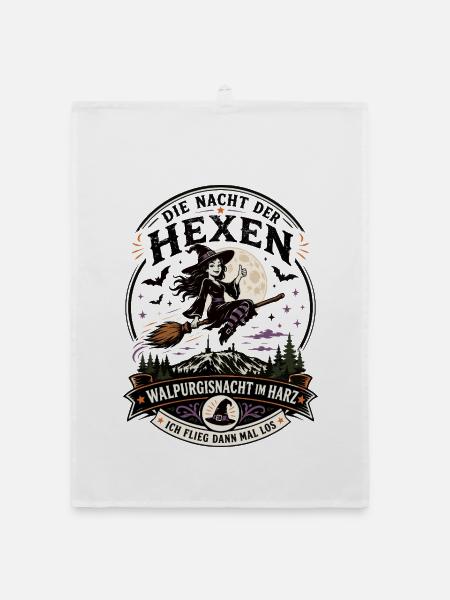  Hexen Geschenkidee Brocken Hexenbesen - Organic Geschirrtuch - Weiß - Vorne