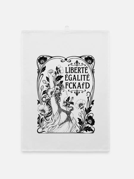 Liberté Égalité FCKAfD Art Nouveau Stil Protest - Organic Geschirrtuch - Weiß - Vorne