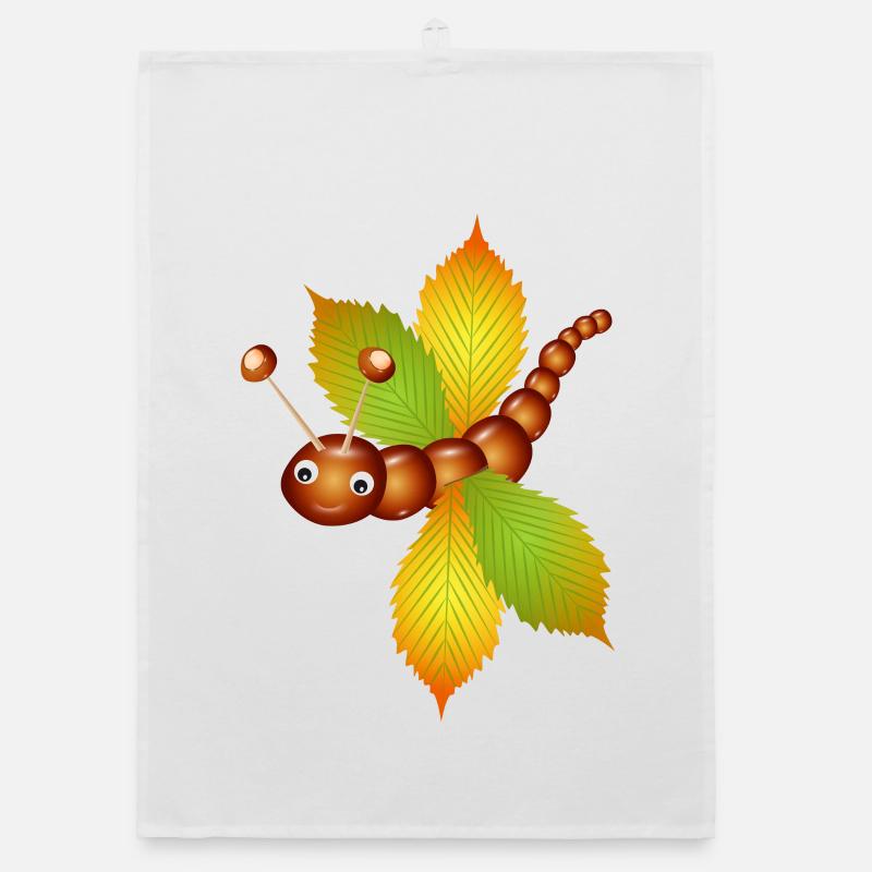 Papillon de châtaignes et de feuilles de châtaignier Torchon bio