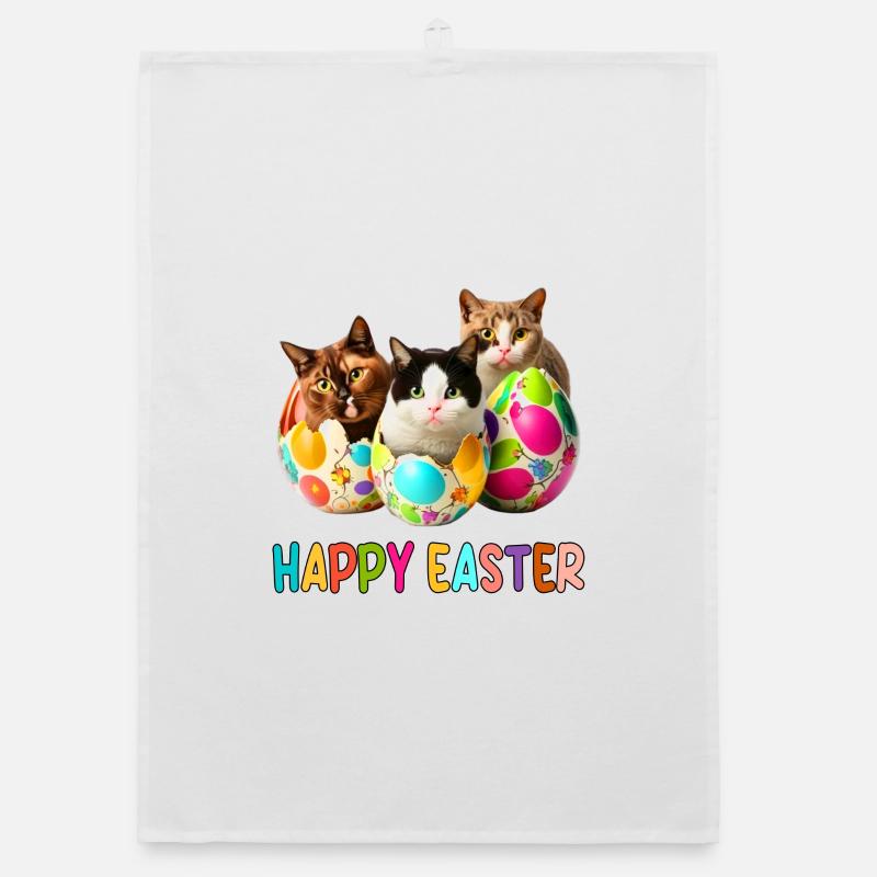 Défilé de chatons et d’œufs de Pâques Torchon bio