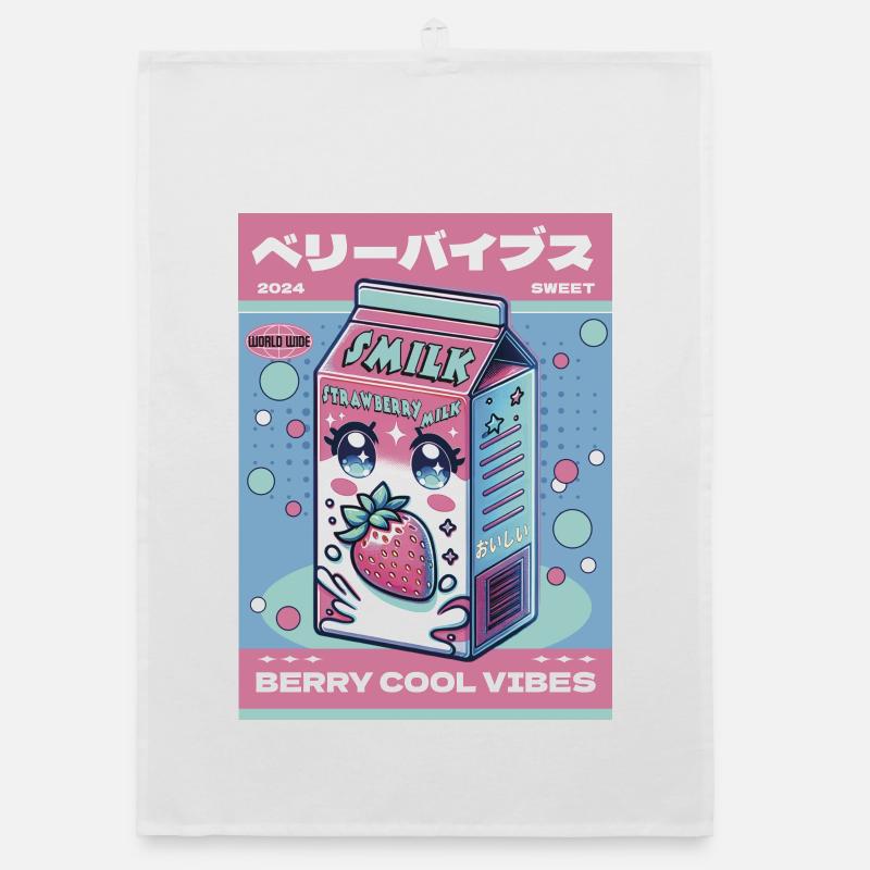 Berry Cool Vibes - Organic Geschirrtuch - Weiß