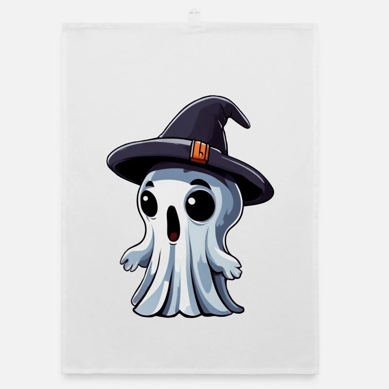 Halloween: Ghost with Hat Organic dish towel