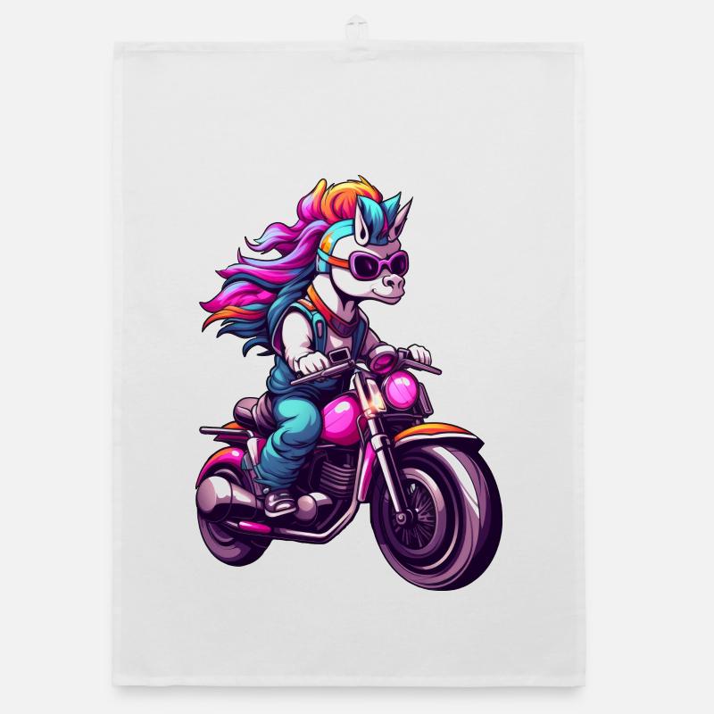 Unicorns Motorcyclist / Motorcycle Unicorn Organic dish towel