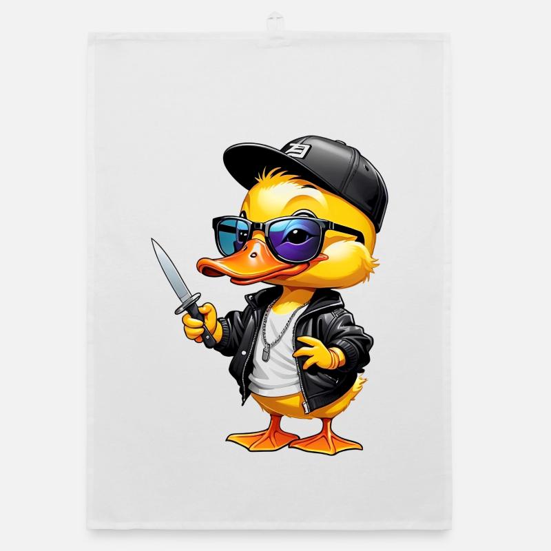 SSW32 Rapper Duck Knife Veste et chapeau - Torchon bio - blanc