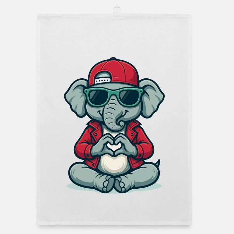 Heart elephant with style Organic dish towel
