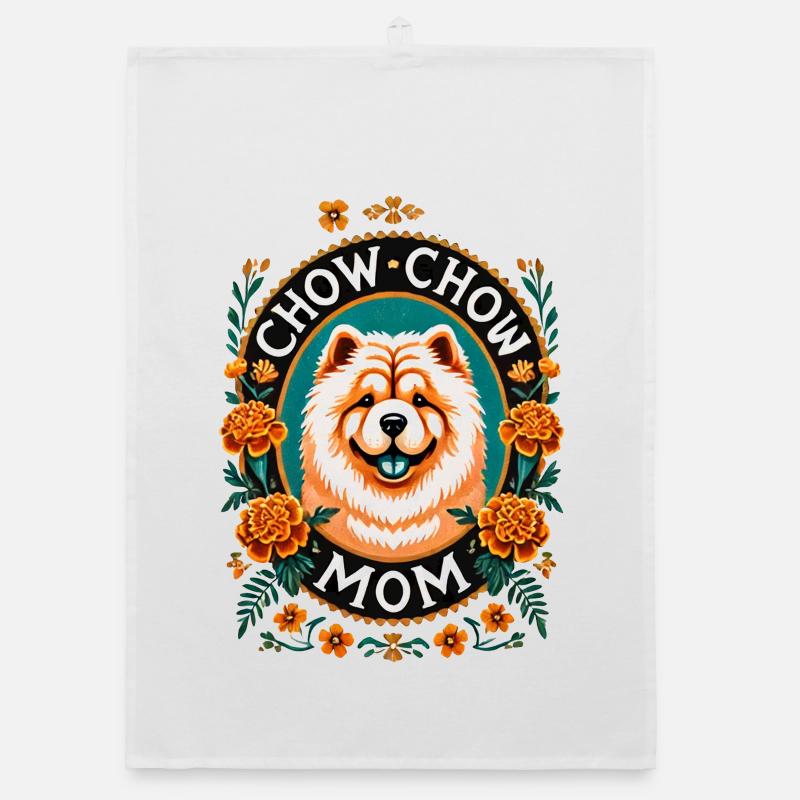 Chow Chow Mom Circle Design Organic dish towel