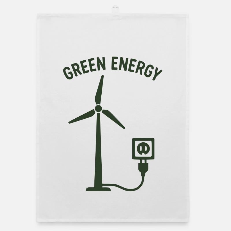 Grüne Energie Windkraft Steckdose - Organic Geschirrtuch - Weiß