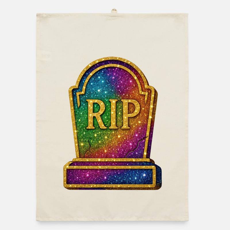 Galactic RIP Tombstone Glitter Organic dish towel