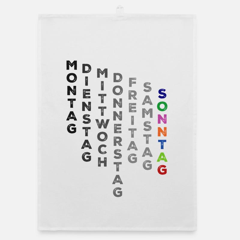 Le dimanche de la semaine - coloré - Torchon bio - blanc