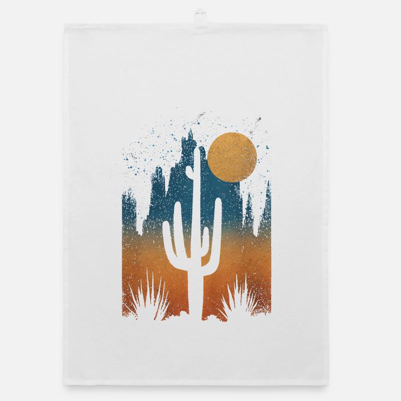 Cactus du désert au coucher du soleil – Look vintage Torchon bio