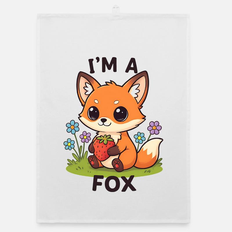 Cuddly Strawberry Fox Organic dish towel