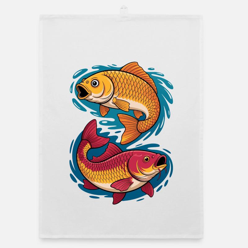 Carp in the water splash Organic dish towel