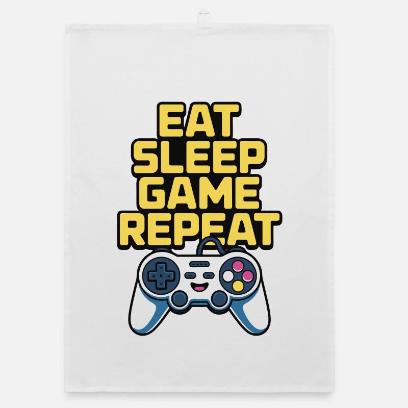 Eat Sleep Game Repeat Organic dish towel