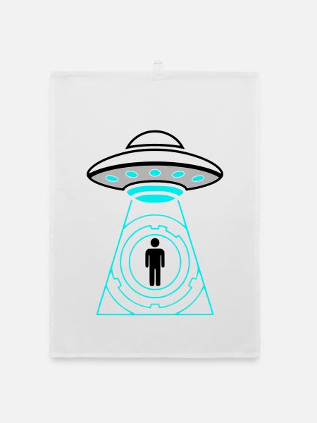 UFO Entführung Beam Me Up Vektor - Organic Geschirrtuch - Weiß - Vorne