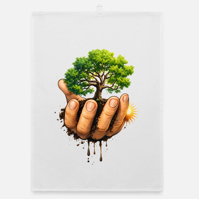 Nature protect tree in hand Organic dish towel