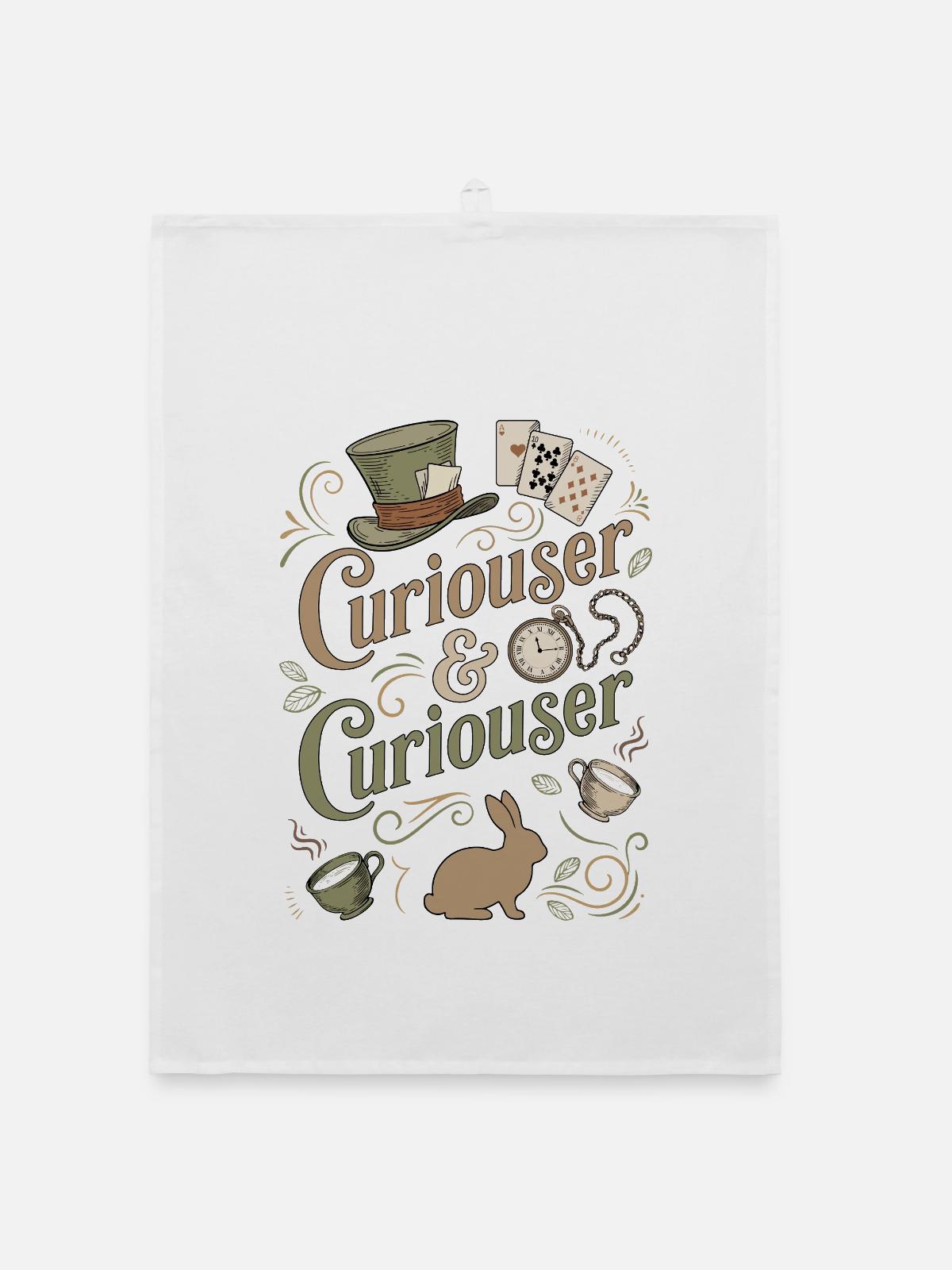 Alice Immer Neugieriger (« Curiouser ») - Torchon bio - blanc - Devant