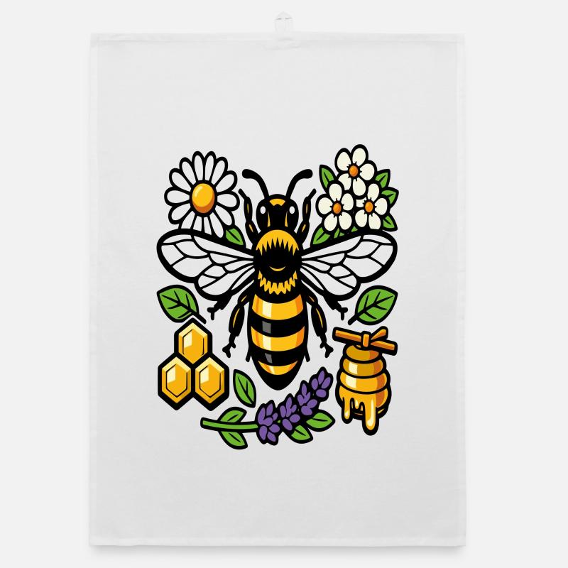 Abeille et fleurs sauvages Torchon bio