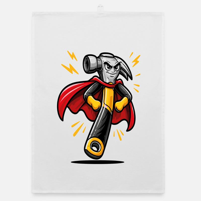 DIY-Superhelden-Cartoon-Hammer Organic Geschirrtuch