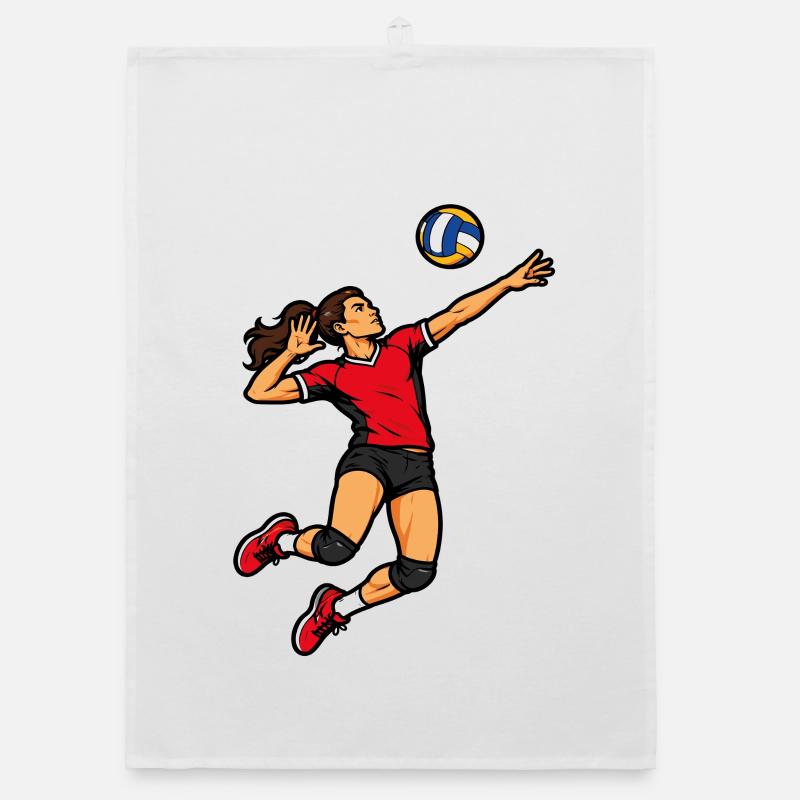 Volleyball player with a powerful serve Organic dish towel