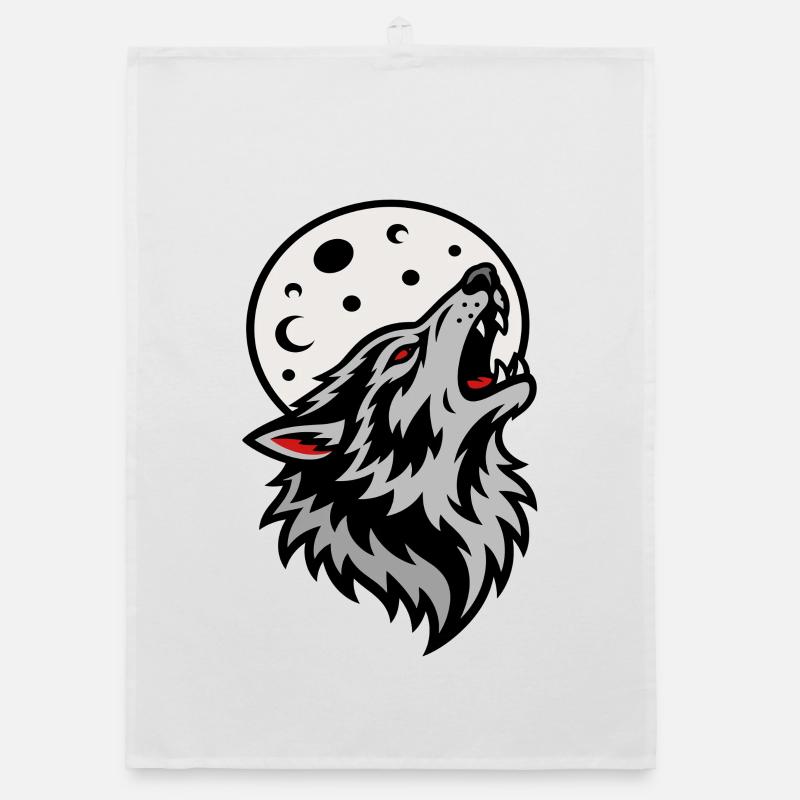 Wolf heult unter dem mystischen Vollmond Organic Geschirrtuch