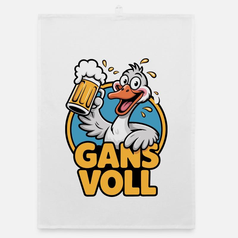 Gans Voll Cartoon-Ente mit Bierkrug Organic Geschirrtuch