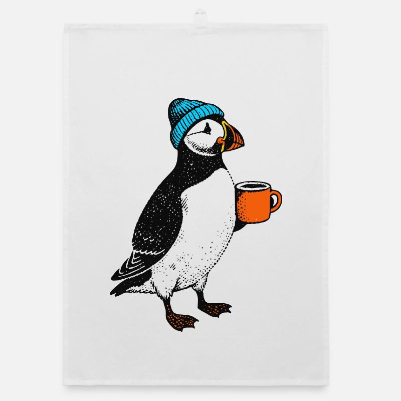 Coffee Puffin Organic dish towel