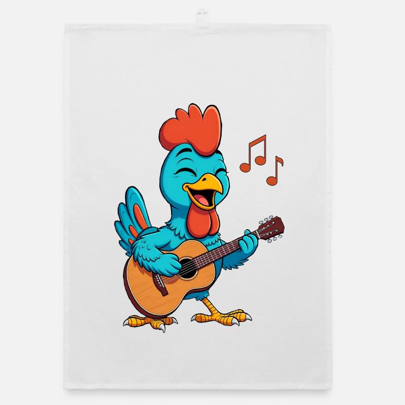 Poulet jouant de la guitare Torchon bio