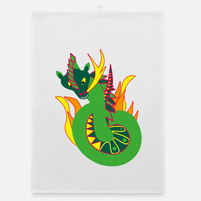 Fire Dragon, Abstraction Organic dish towel