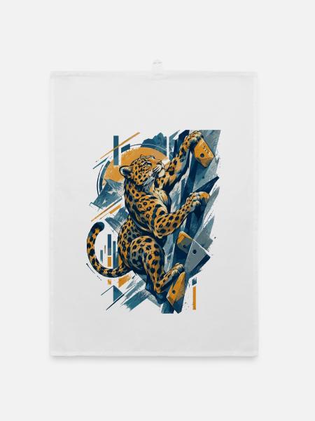 Bouldern Leopard – Abstraktes Klettern - Organic Geschirrtuch - Weiß - Vorne