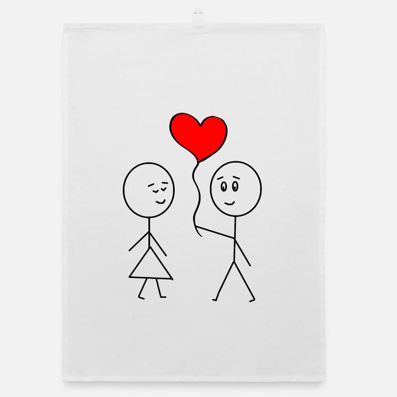 Valentinstag - Organic Geschirrtuch - Weiß