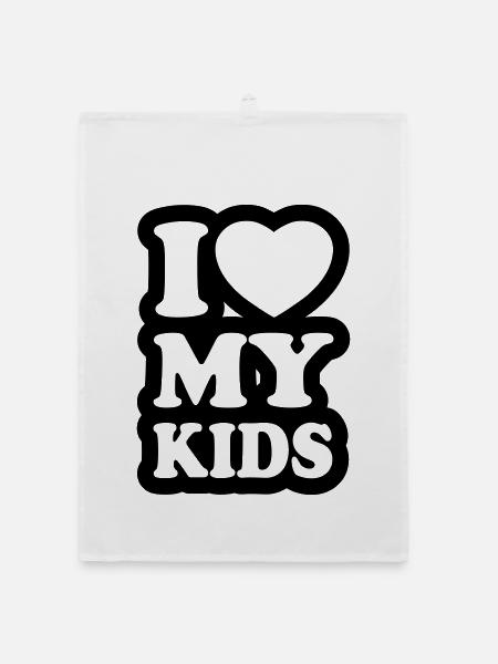 I love my kids - J'aime mes enfants - Torchon bio - blanc - Devant