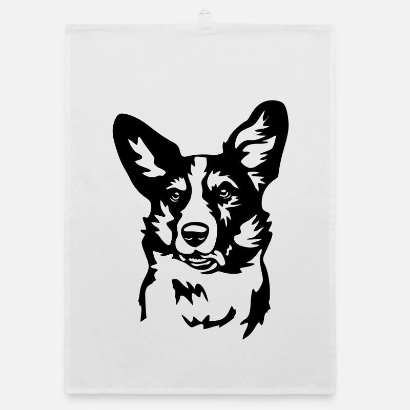 Welsh Corgi Kopf Organic Geschirrtuch