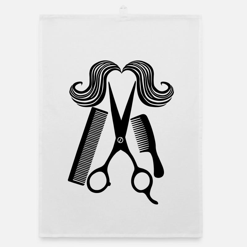 For hair salon with scissors two combs and a mustache Organic dish towel